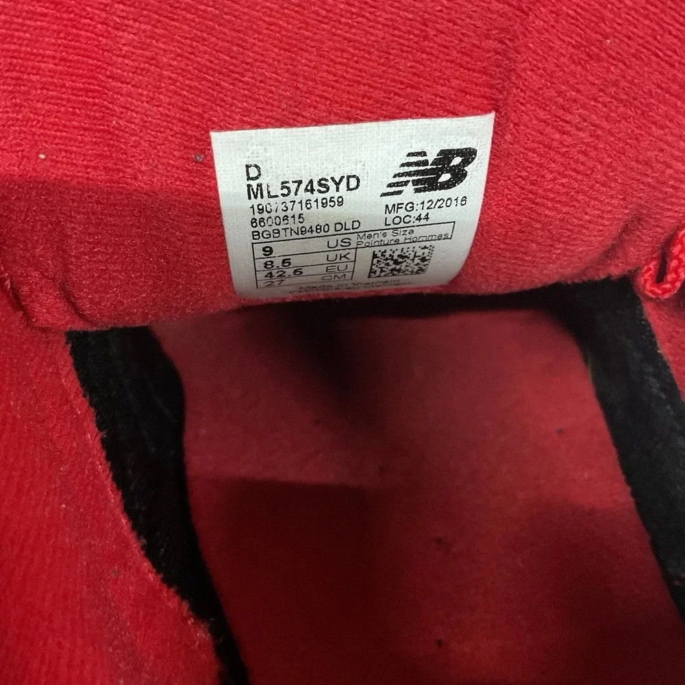 New Balance 574 Mens Red Grey Low Top Sneakers ML574SYD Running Shoes Size 9